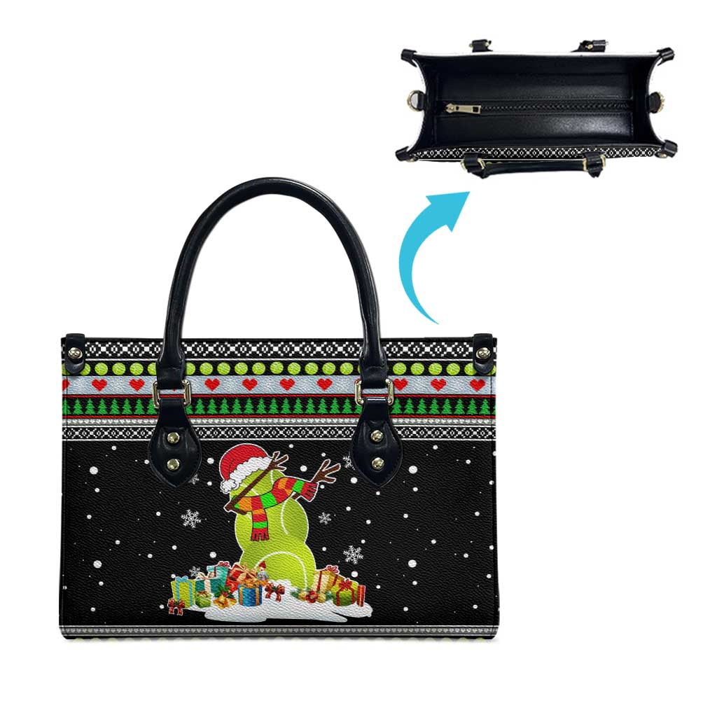 Christmas Tennis Snowman Leather Bag Xmas Holiday Patterns - Wonder Print Shop