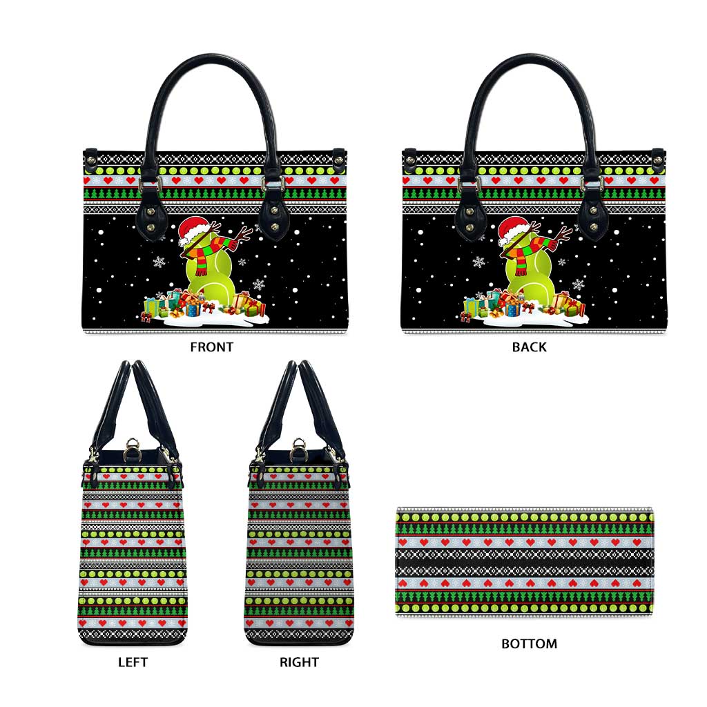 Christmas Tennis Snowman Leather Bag Xmas Holiday Patterns - Wonder Print Shop