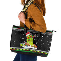 Christmas Tennis Snowman Leather Tote Bag Xmas Holiday Patterns - Wonder Print Shop