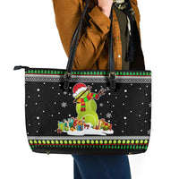 Christmas Tennis Snowman Leather Tote Bag Xmas Holiday Patterns - Wonder Print Shop