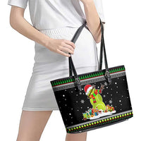 Christmas Tennis Snowman Leather Tote Bag Xmas Holiday Patterns - Wonder Print Shop