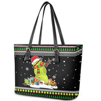 Christmas Tennis Snowman Leather Tote Bag Xmas Holiday Patterns - Wonder Print Shop