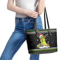 Christmas Tennis Snowman Leather Tote Bag Xmas Holiday Patterns - Wonder Print Shop