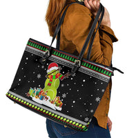Christmas Tennis Snowman Leather Tote Bag Xmas Holiday Patterns - Wonder Print Shop