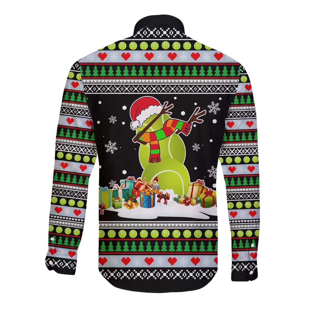 Christmas Tennis Snowman Long Sleeve Button Shirt Xmas Holiday Patterns - Wonder Print Shop