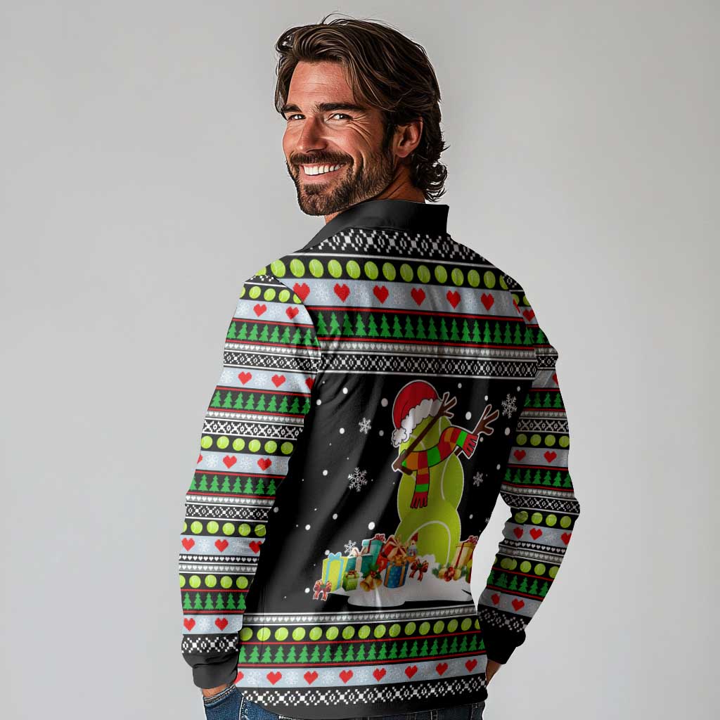Christmas Tennis Snowman Long Sleeve Polo Shirt Xmas Holiday Patterns - Wonder Print Shop