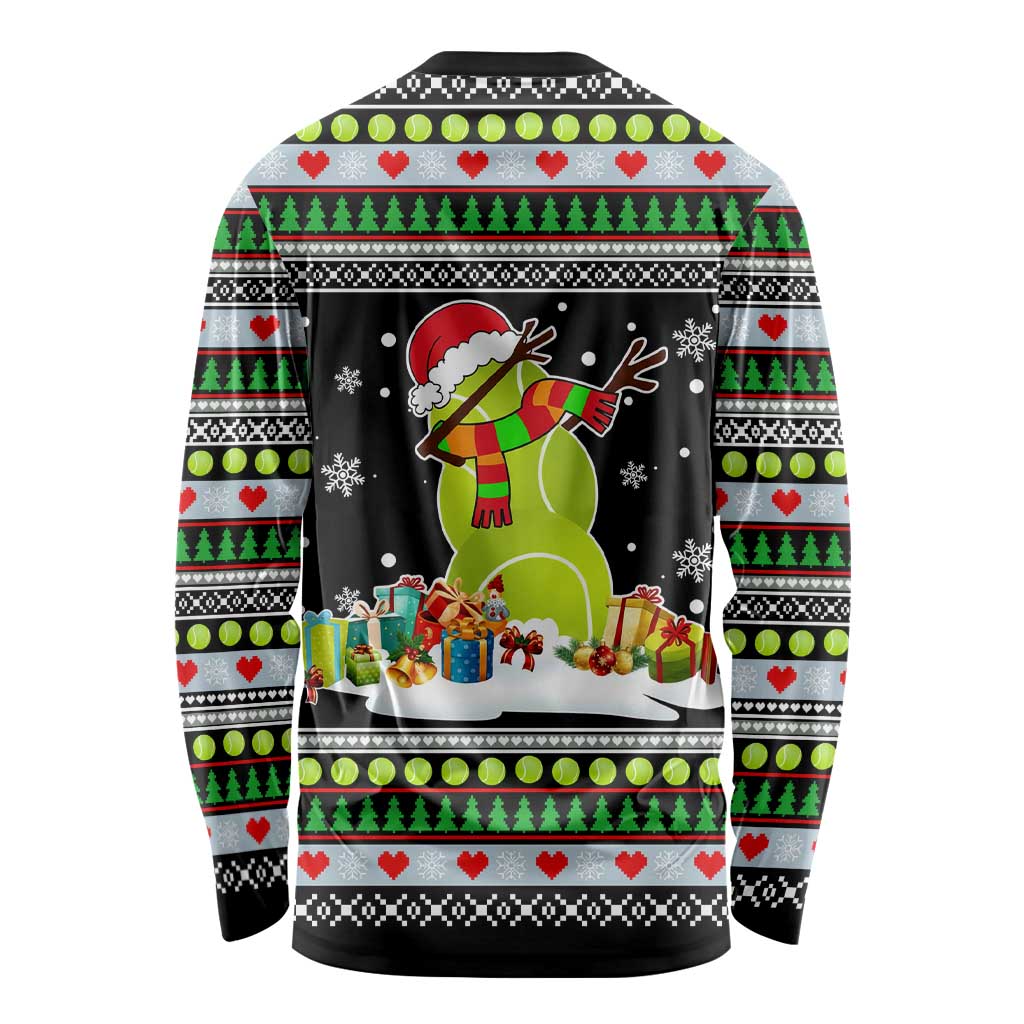 Christmas Tennis Snowman Long Sleeve Shirt Xmas Holiday Patterns - Wonder Print Shop