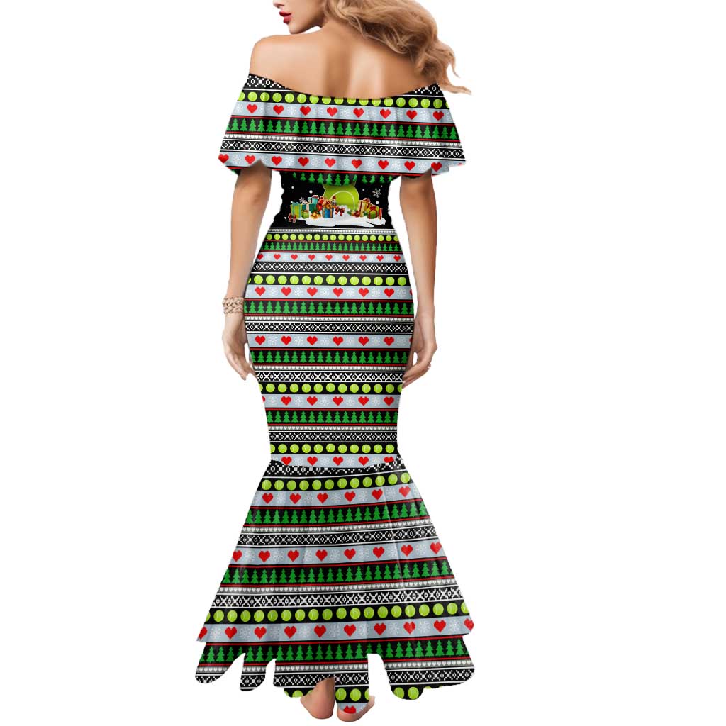 Christmas Tennis Snowman Mermaid Dress Xmas Holiday Patterns - Wonder Print Shop