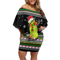 Christmas Tennis Snowman Off Shoulder Short Dress Xmas Holiday Patterns - Wonder Print Shop