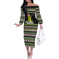 Christmas Tennis Snowman Off The Shoulder Long Sleeve Dress Xmas Holiday Patterns - Wonder Print Shop