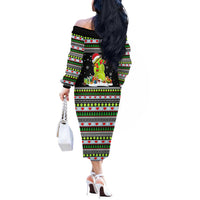 Christmas Tennis Snowman Off The Shoulder Long Sleeve Dress Xmas Holiday Patterns - Wonder Print Shop