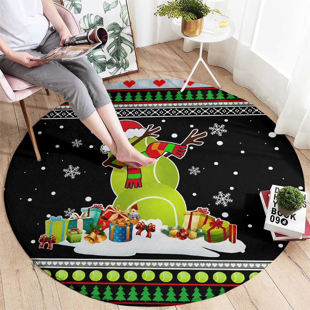 Christmas Tennis Snowman Round Carpet Xmas Holiday Patterns - Wonder Print Shop