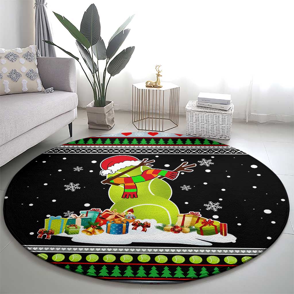 Christmas Tennis Snowman Round Carpet Xmas Holiday Patterns - Wonder Print Shop