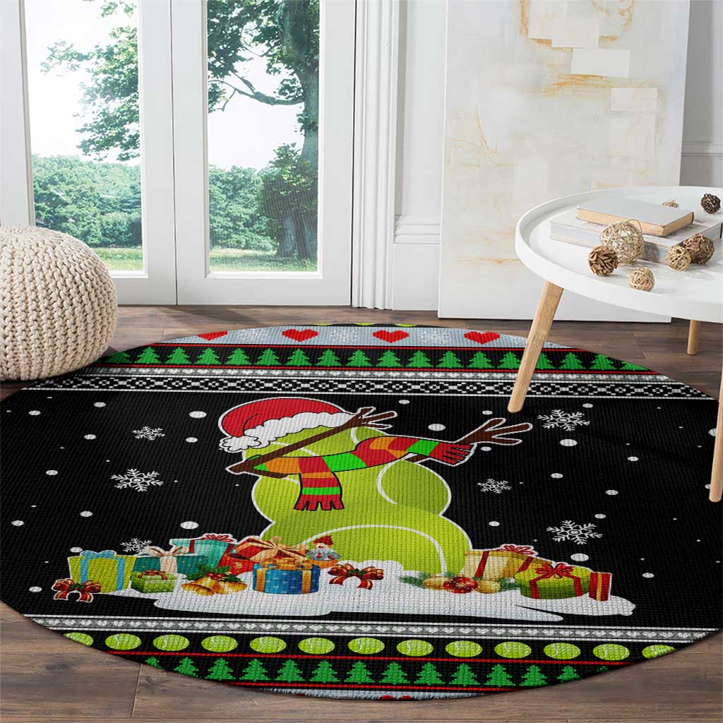Christmas Tennis Snowman Round Carpet Xmas Holiday Patterns - Wonder Print Shop