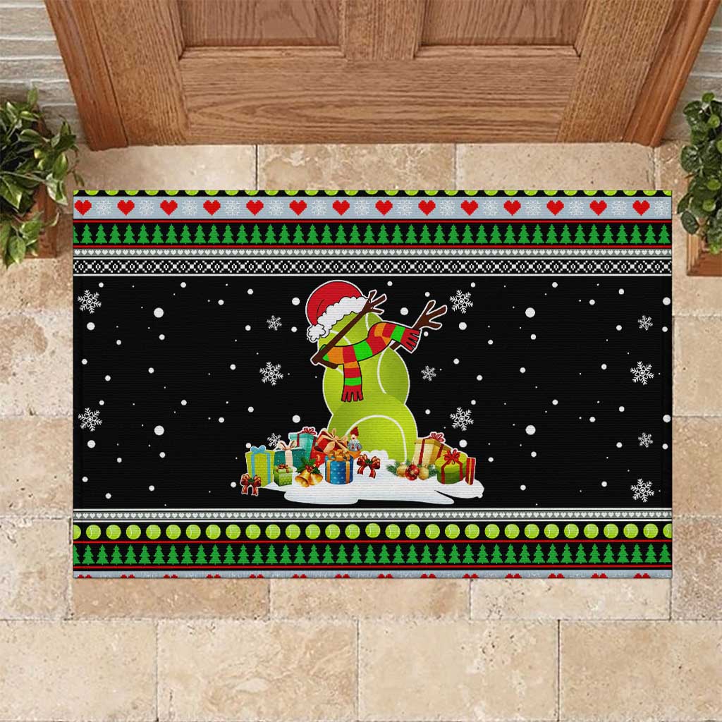 Christmas Tennis Snowman Rubber Doormat Xmas Holiday Patterns - Wonder Print Shop