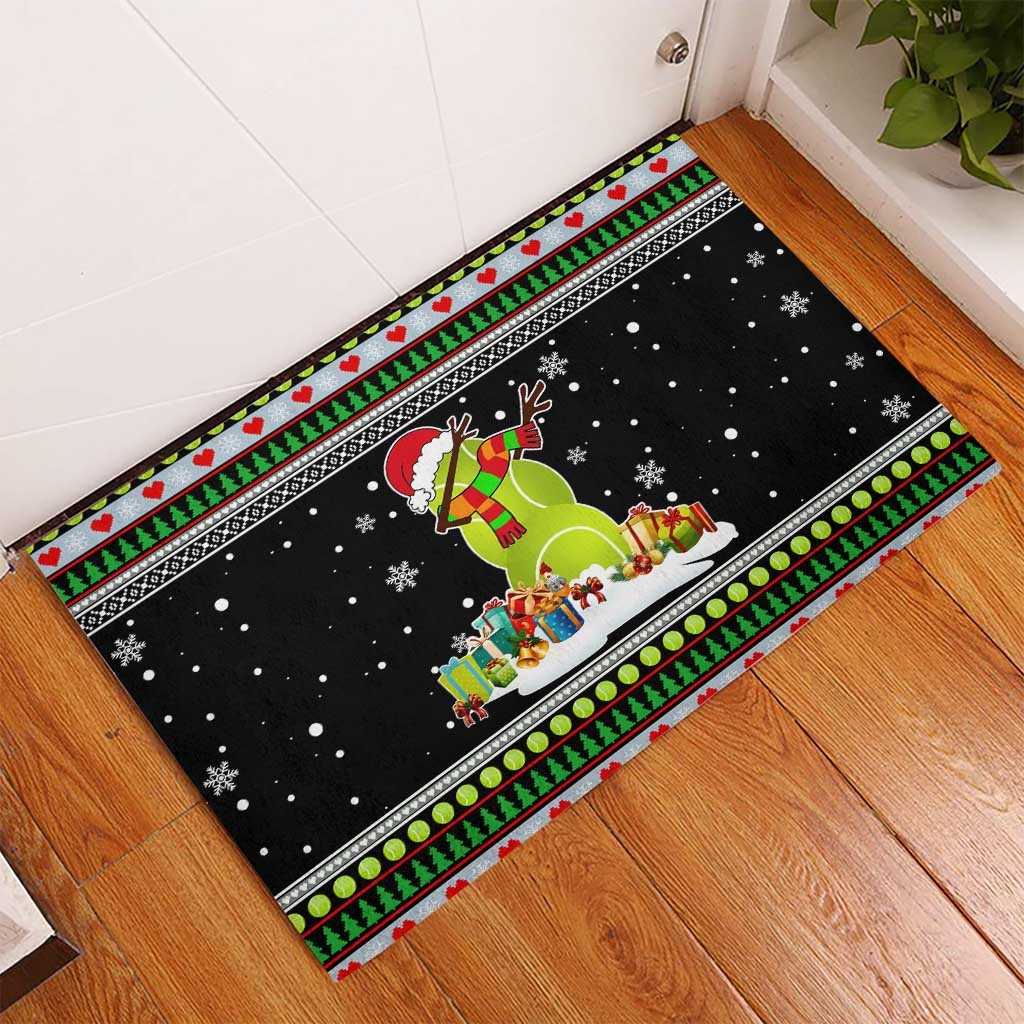 Christmas Tennis Snowman Rubber Doormat Xmas Holiday Patterns - Wonder Print Shop