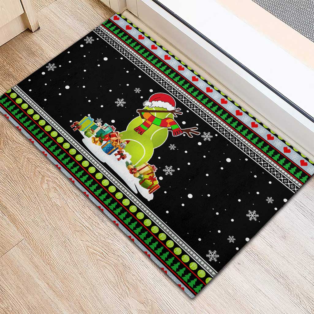 Christmas Tennis Snowman Rubber Doormat Xmas Holiday Patterns - Wonder Print Shop