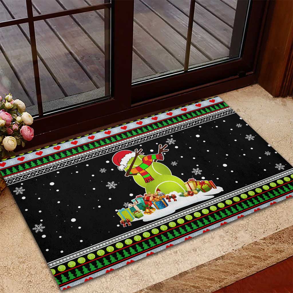 Christmas Tennis Snowman Rubber Doormat Xmas Holiday Patterns - Wonder Print Shop