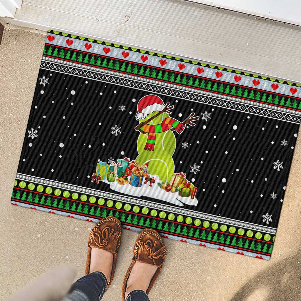 Christmas Tennis Snowman Rubber Doormat Xmas Holiday Patterns - Wonder Print Shop