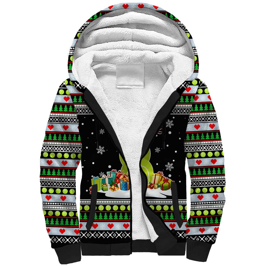 Christmas Tennis Snowman Sherpa Hoodie Xmas Holiday Patterns - Wonder Print Shop