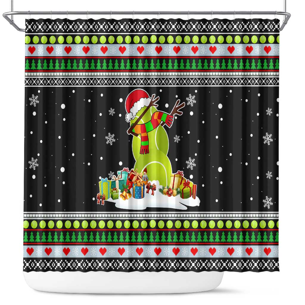Christmas Tennis Snowman Shower Curtain Xmas Holiday Patterns - Wonder Print Shop