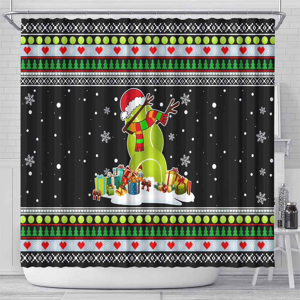 Christmas Tennis Snowman Shower Curtain Xmas Holiday Patterns - Wonder Print Shop