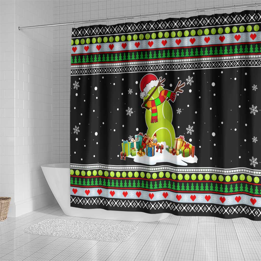 Christmas Tennis Snowman Shower Curtain Xmas Holiday Patterns - Wonder Print Shop