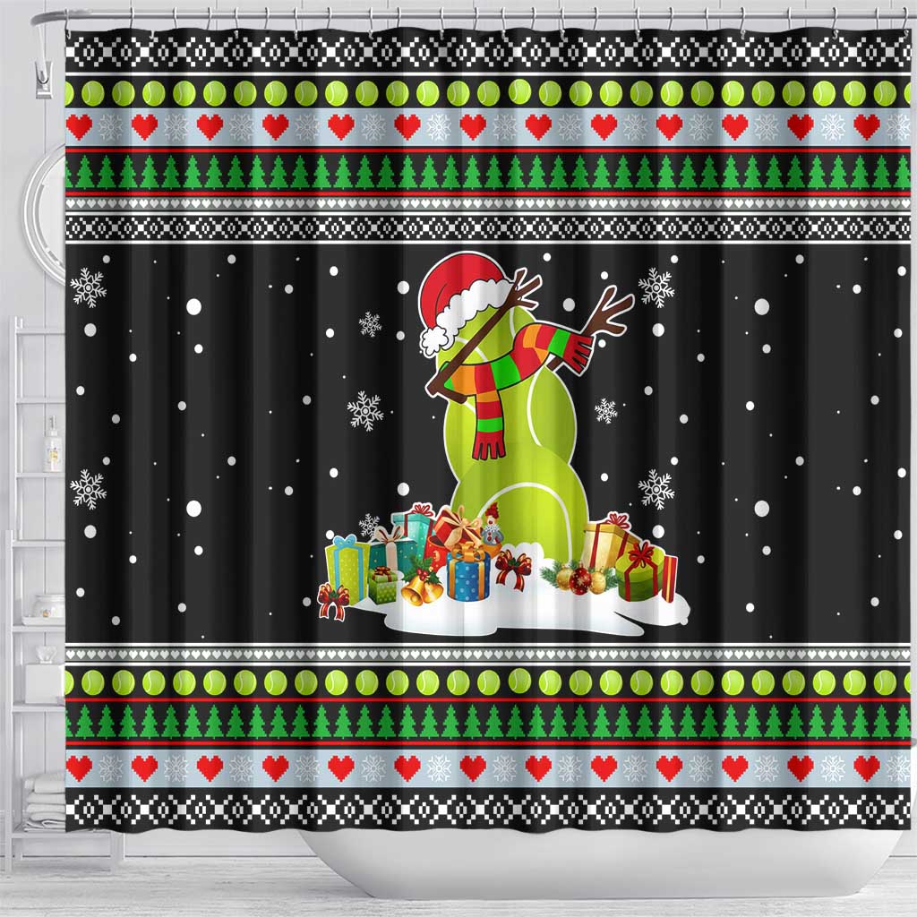 Christmas Tennis Snowman Shower Curtain Xmas Holiday Patterns - Wonder Print Shop