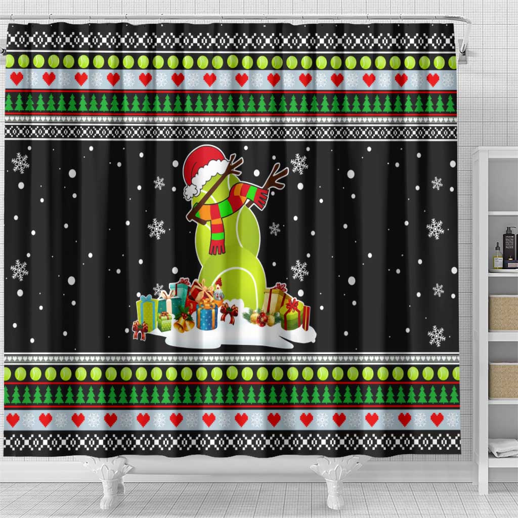 Christmas Tennis Snowman Shower Curtain Xmas Holiday Patterns - Wonder Print Shop