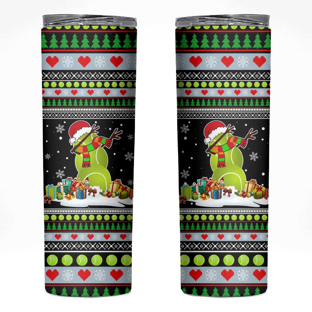 Christmas Tennis Snowman Skinny Tumbler Xmas Holiday Patterns - Wonder Print Shop