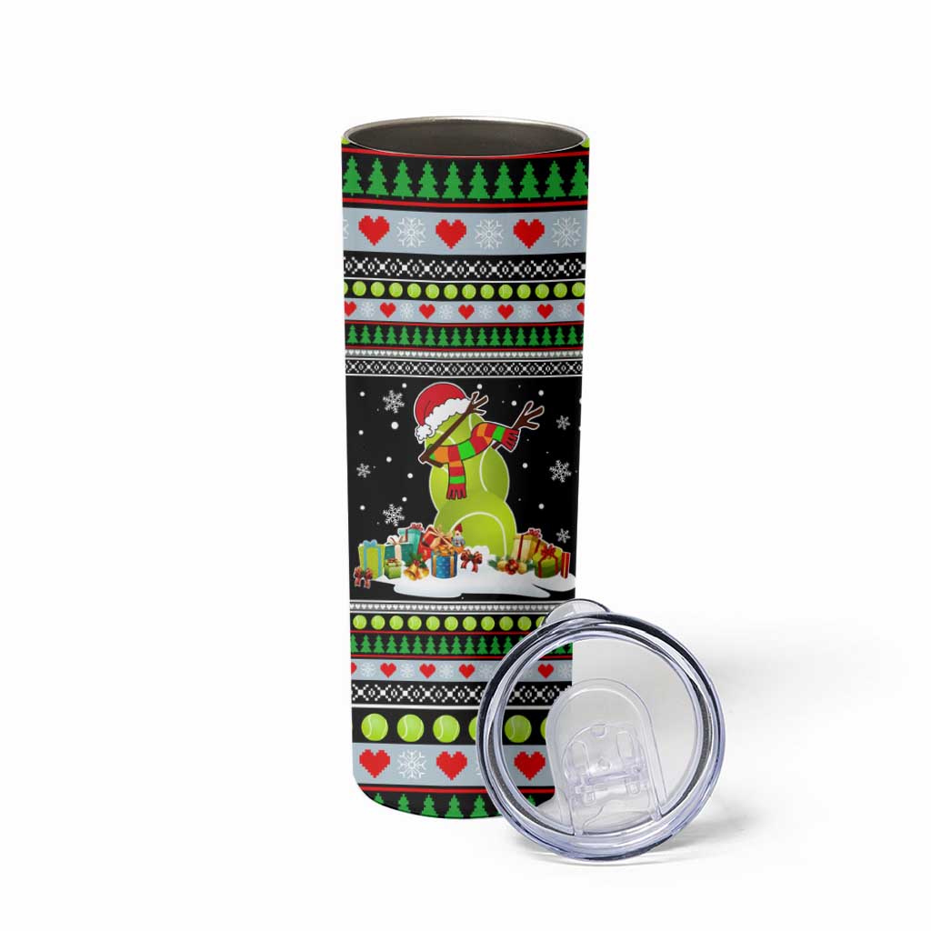 Christmas Tennis Snowman Skinny Tumbler Xmas Holiday Patterns - Wonder Print Shop
