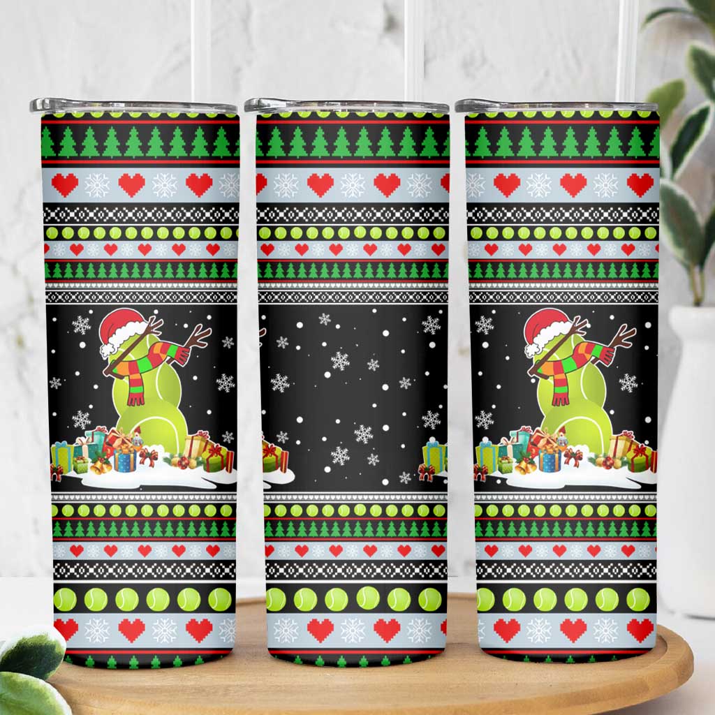Christmas Tennis Snowman Skinny Tumbler Xmas Holiday Patterns - Wonder Print Shop