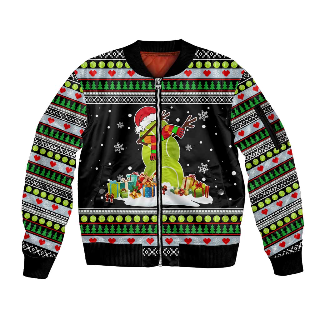 Christmas Tennis Snowman Sleeve Zip Bomber Jacket Xmas Holiday Patterns - Wonder Print Shop