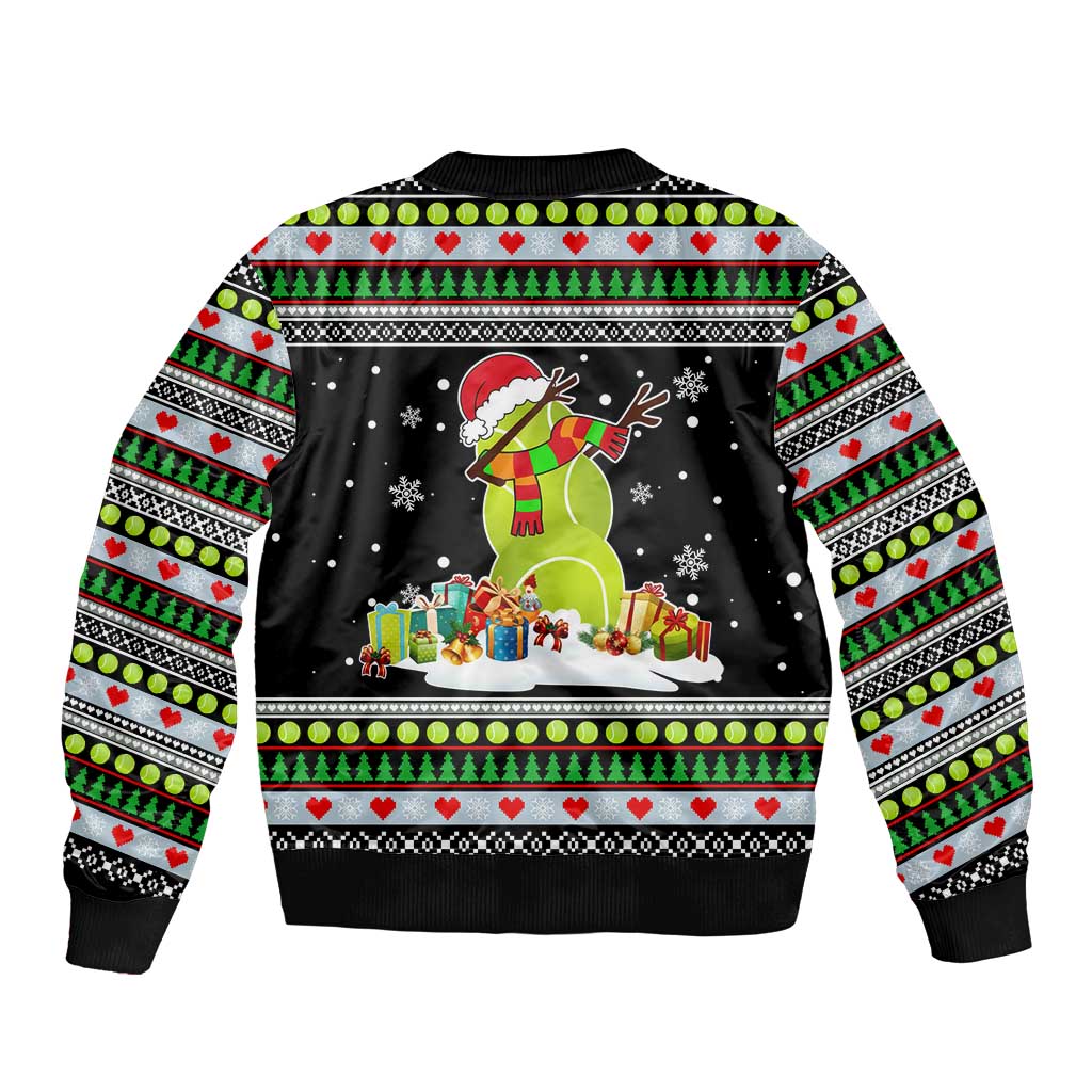 Christmas Tennis Snowman Sleeve Zip Bomber Jacket Xmas Holiday Patterns - Wonder Print Shop