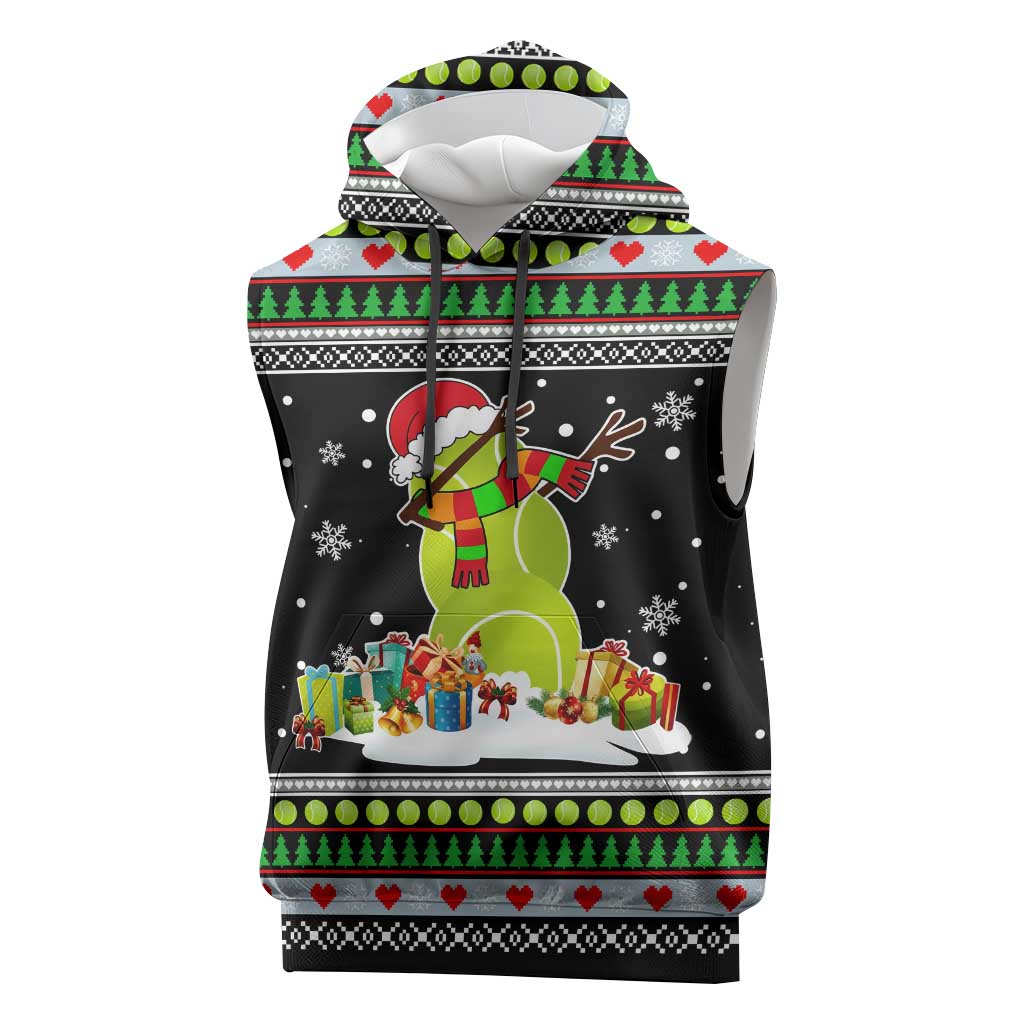 Christmas Tennis Snowman Sleeveless Hoodie Xmas Holiday Patterns - Wonder Print Shop