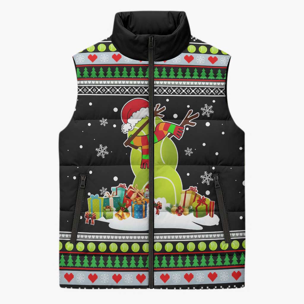 Christmas Tennis Snowman Sleeveless Puffer Jacket Xmas Holiday Patterns - Wonder Print Shop