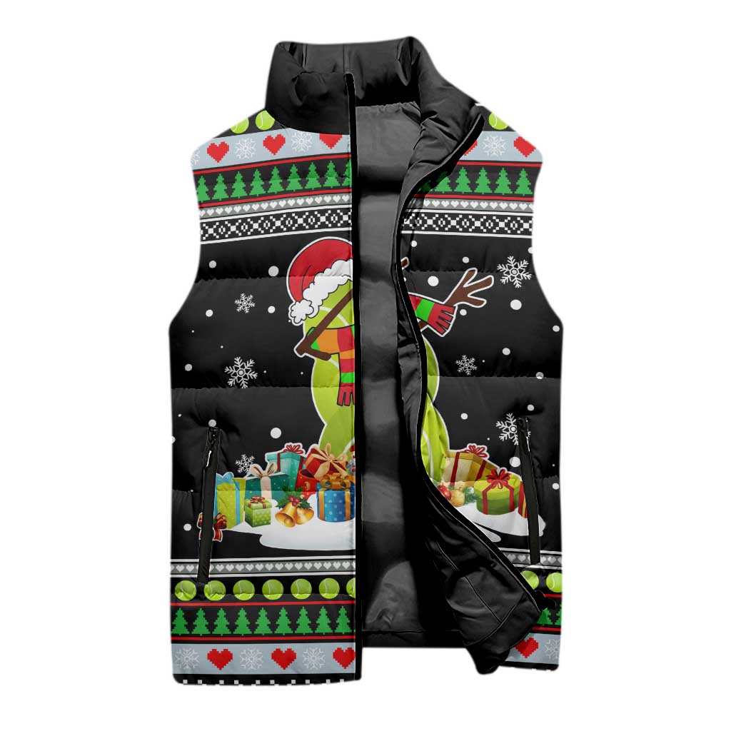 Christmas Tennis Snowman Sleeveless Puffer Jacket Xmas Holiday Patterns - Wonder Print Shop