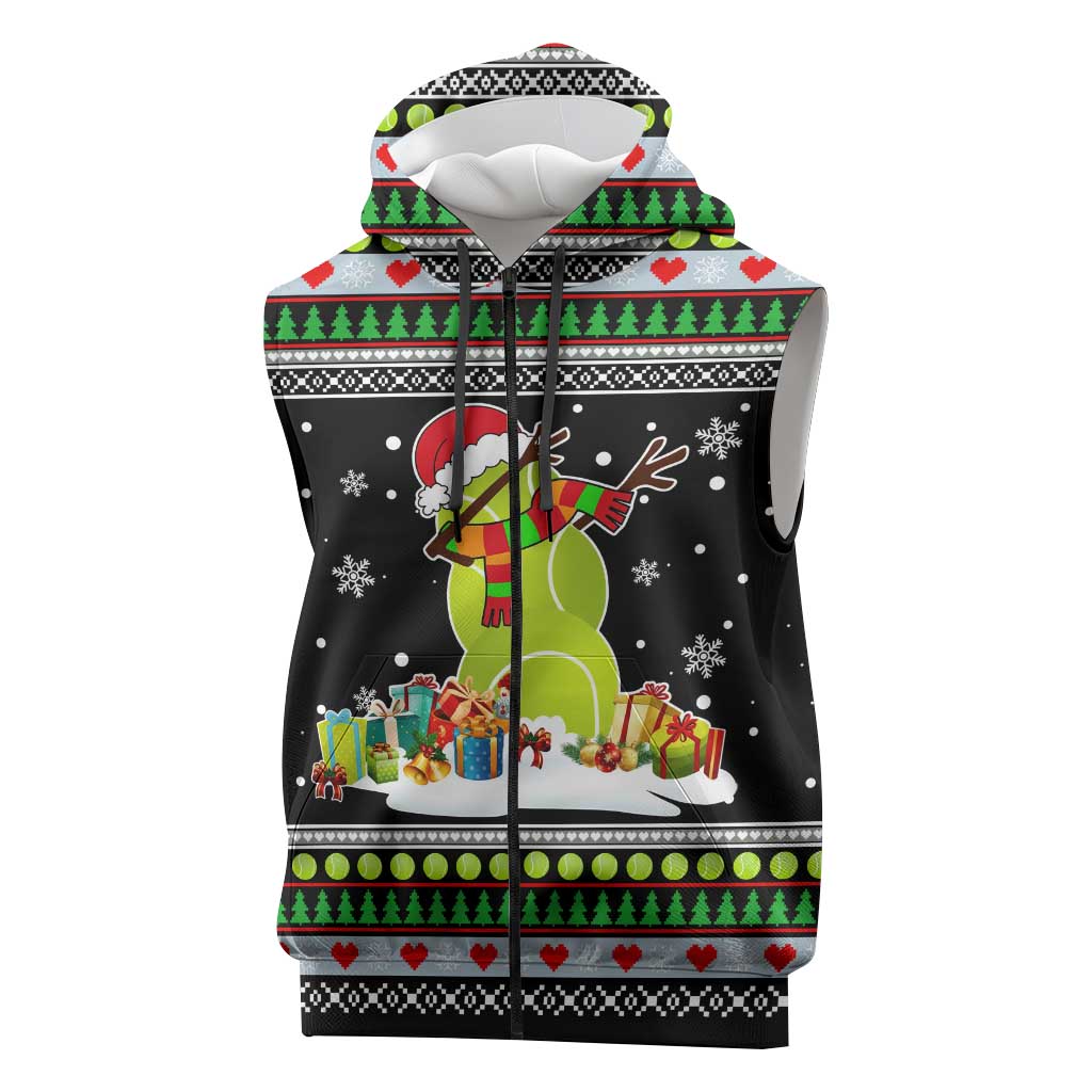 Christmas Tennis Snowman Sleeveless Zip Hoodie Xmas Holiday Patterns - Wonder Print Shop