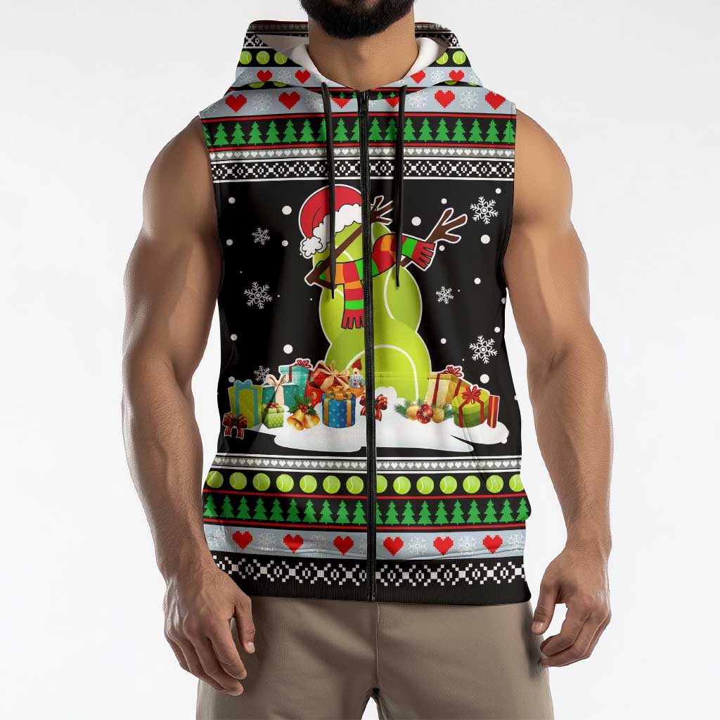 Christmas Tennis Snowman Sleeveless Zip Hoodie Xmas Holiday Patterns - Wonder Print Shop