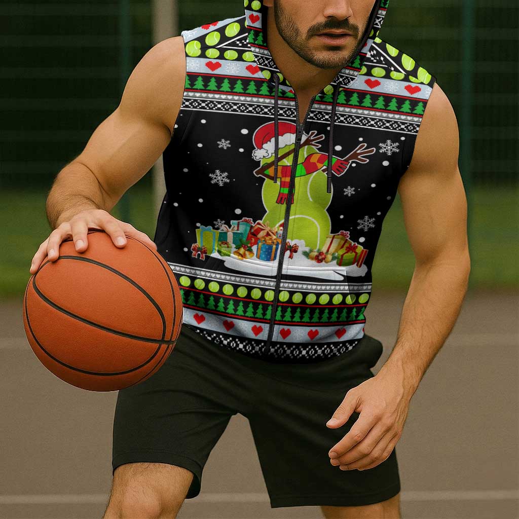 Christmas Tennis Snowman Sleeveless Zip Hoodie Xmas Holiday Patterns - Wonder Print Shop