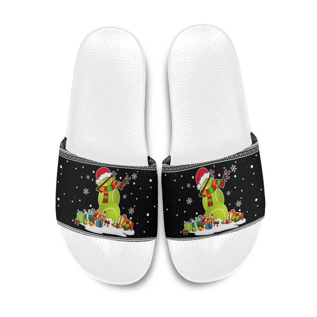 Christmas Tennis Snowman Slide Sandals Xmas Holiday Patterns - Wonder Print Shop