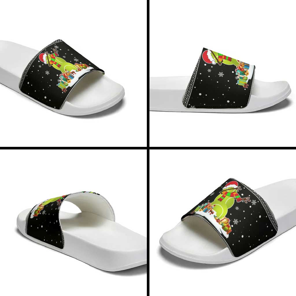 Christmas Tennis Snowman Slide Sandals Xmas Holiday Patterns - Wonder Print Shop