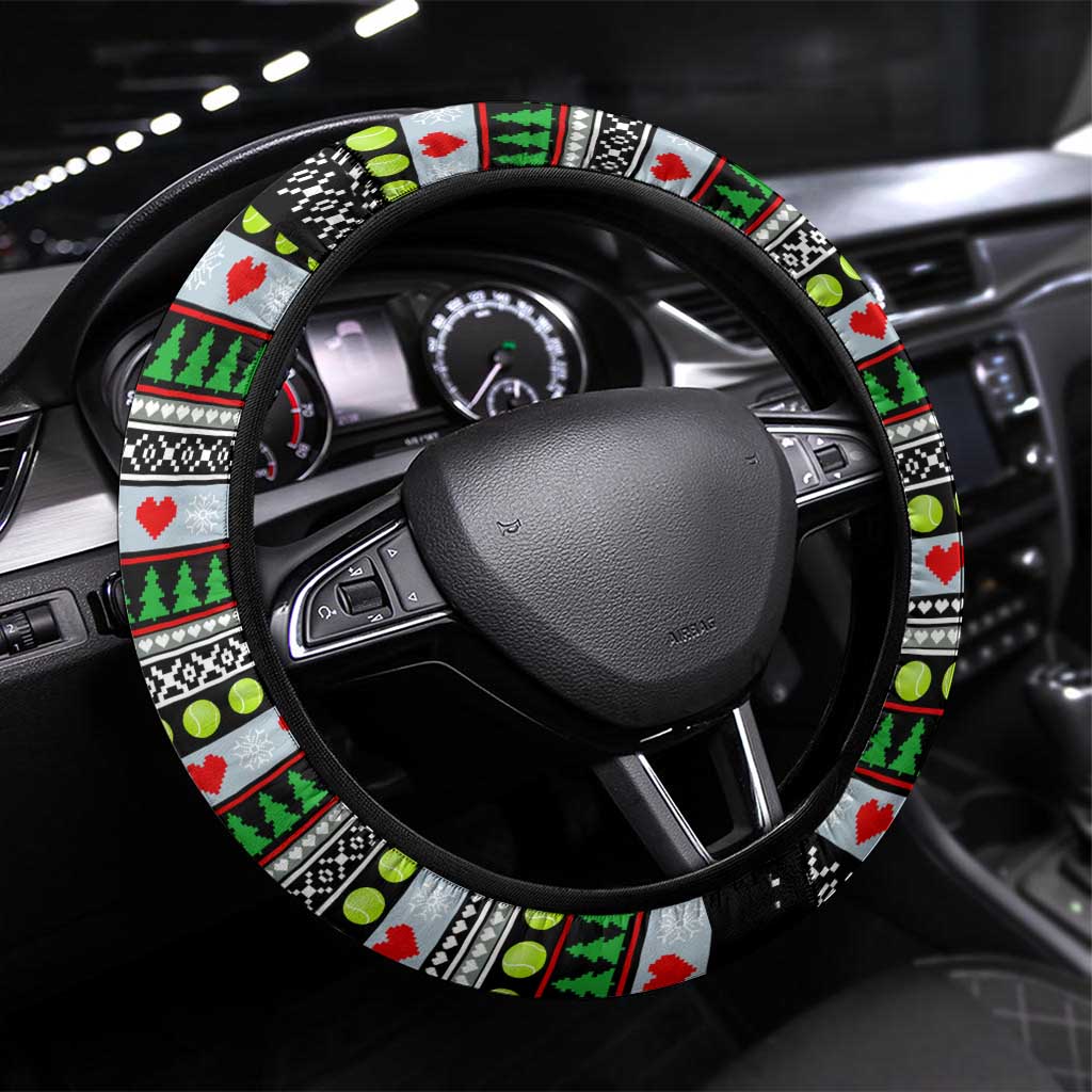 Christmas Tennis Snowman Steering Wheel Cover Xmas Holiday Patterns - Wonder Print Shop