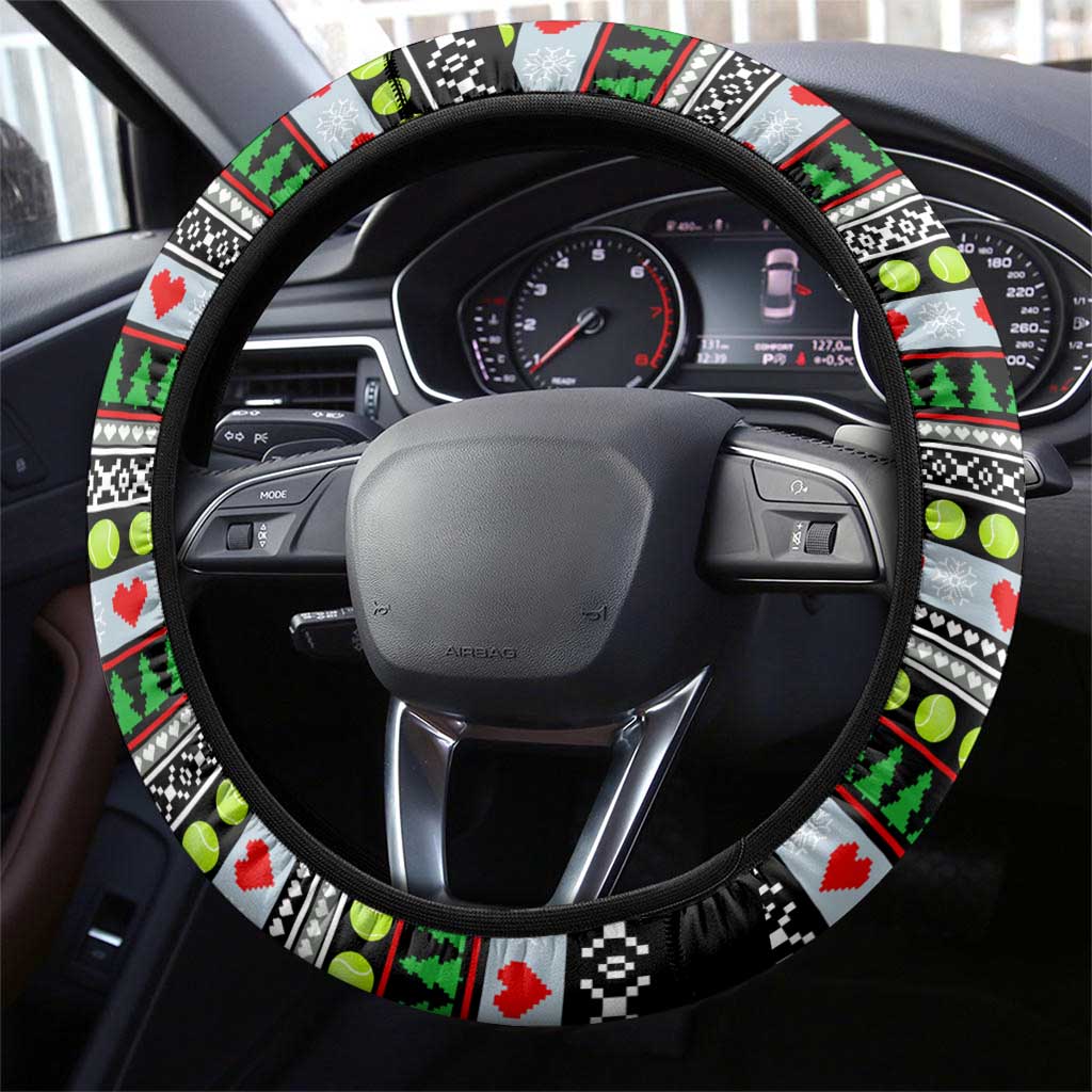 Christmas Tennis Snowman Steering Wheel Cover Xmas Holiday Patterns - Wonder Print Shop