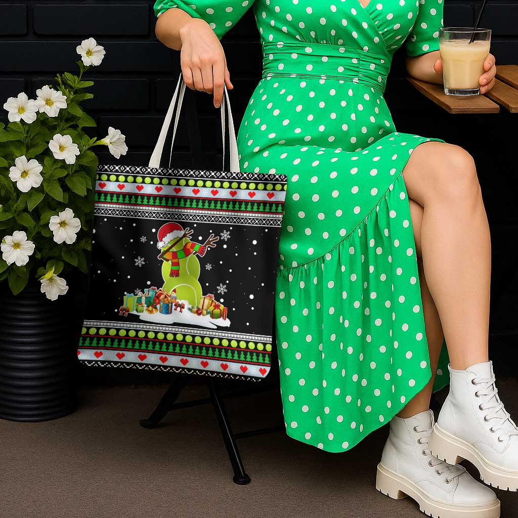 Christmas Tennis Snowman Tote Bag Xmas Holiday Patterns - Wonder Print Shop