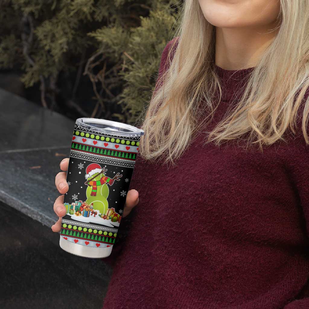 Christmas Tennis Snowman Tumbler Cup Xmas Holiday Patterns - Wonder Print Shop