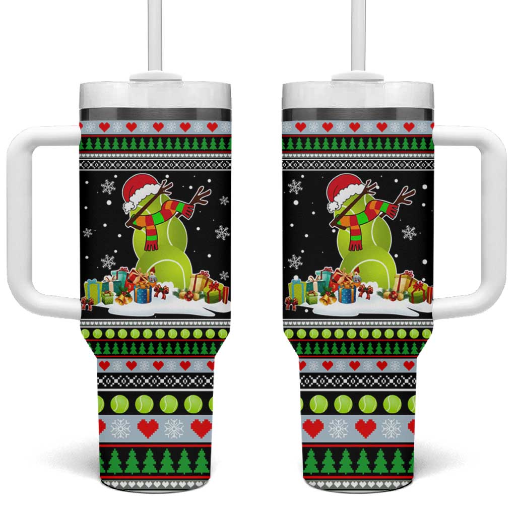 Christmas Tennis Snowman Tumbler With Handle Xmas Holiday Patterns - Wonder Print Shop