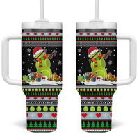 Christmas Tennis Snowman Tumbler With Handle Xmas Holiday Patterns - Wonder Print Shop