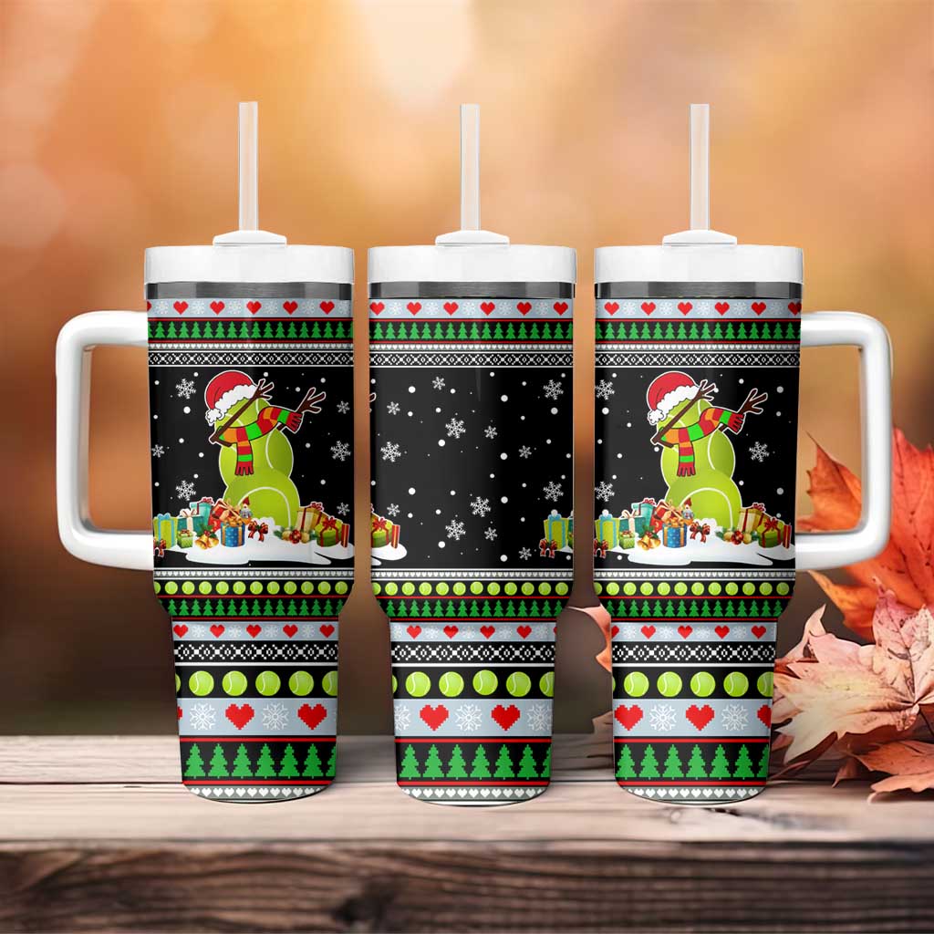 Christmas Tennis Snowman Tumbler With Handle Xmas Holiday Patterns - Wonder Print Shop