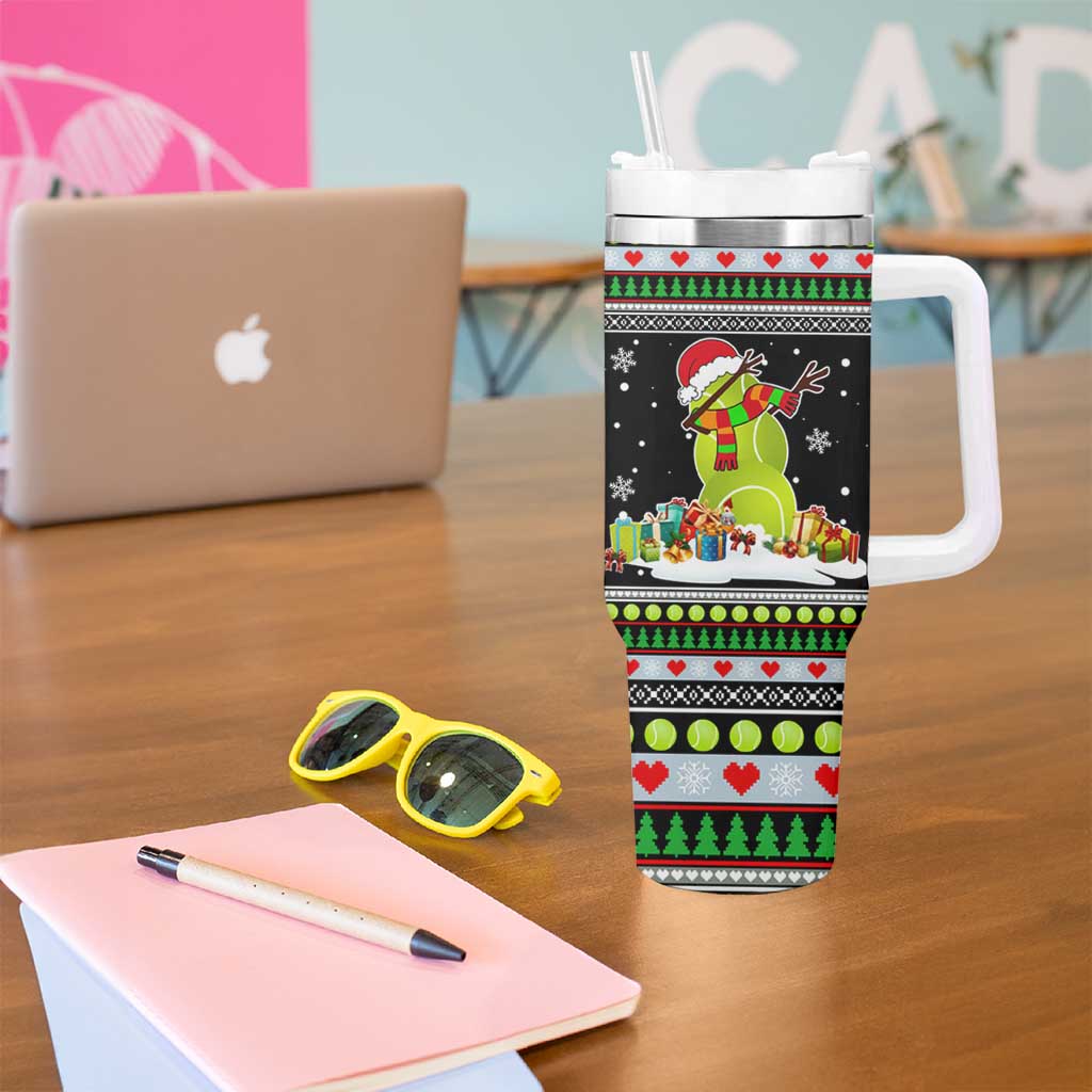 Christmas Tennis Snowman Tumbler With Handle Xmas Holiday Patterns - Wonder Print Shop